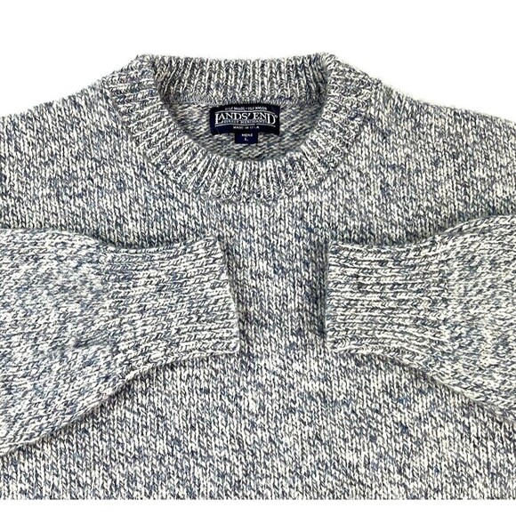 Vintage Lands End Sweater Mens L Slate Blue Wool Blend Crewneck Long Sleeve USA - Picture 3 of 5
